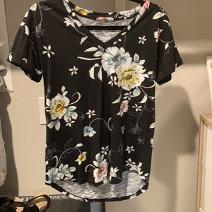 Maurice 24/7 floral tee top t shirt XS Black